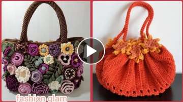 gorgeous women's crochet flowers applique handbags styles and patterns