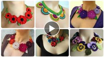 Top most stylish and beautiful crochet necklace ideas for women // crochet flower necklace design...