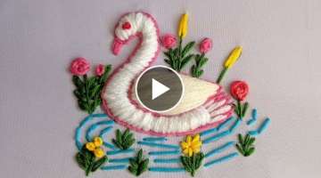 Hand Embroidery:????Duck design tutorial | Beautiful & 3d Bird design stitch