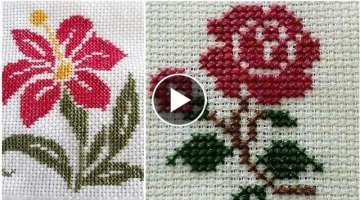 Beautiful cross stitch Flower Hand Embroidery Design Pattern | Fareeha Creation