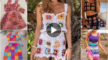 Crochet pattern cotton yarn colourful cute skirt top/skirt & top design ideas