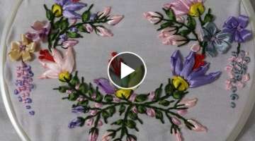 Ribbon embroidery stitches by hand tutorial. Ribbon embroidery designs.