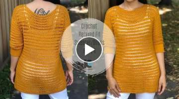 Crochet Relaxed Fit Sweater/Dress : Part 1 ( Free pattern )