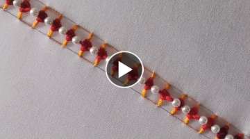 Basic Hand Embroidery: Raised Chain Stitch Band | Hand Embroidery : Border line stitch