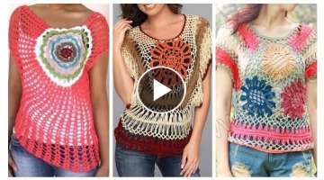 Gourges Fancy Cotton Crochet knitting Blouse And Top Design Ideas Multi color Design Crochet Patt...