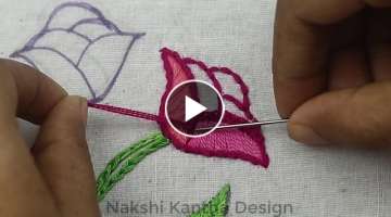 Hand Embroidery- Bullion Knot Rose Stitch Embroidery | Brazilian Embroidery | rose embroidery