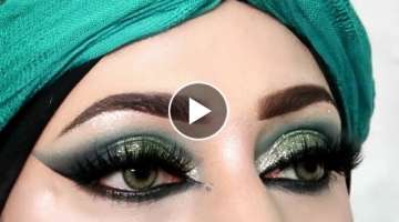 Barat Heavy Glam/Green Glittery Smokey Eyes Makeup Tutorial For #shadiseason/zainab numan