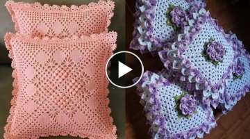 Very attractive and stylish colorful crochet flowers pillow cover ideas/