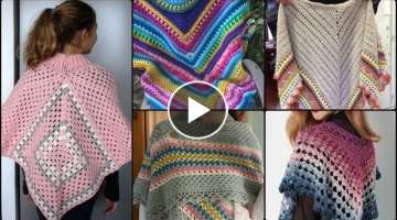 Stylish crochet colorful triangle Shawls designs and ideas