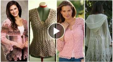 Trendy stylish crochet knitted blouse jacket design for ladies/women fashion