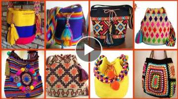 Mexican Hand Made Crochet bags Designs Ideas//Crochet patterns For Hand Bags