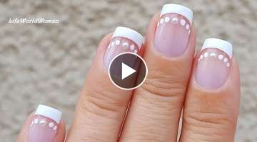 EASY WEDDING NAIL ART IDEAS #3 / French Manicure With Pearl & Dots