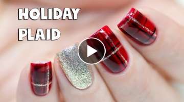 EASY PLAID NAIL ART TUTORIAL - Hand Painted with Gel