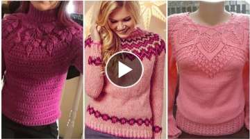 gorgeous and Luxurious crochet and knitting sweater Jersey high neck design with jeans