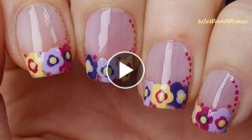 FRENCH MANICURE DESIGNS #5 / Colorful Dotting Tool Flowers Nail Tips