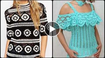 Casual & formal wear Crochet Knitted designers fashion Blouse Designes -Crosia top designes