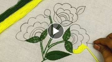 hand embroidery beautiful flower pattern with Blanket stitch and Buttonhole stitch